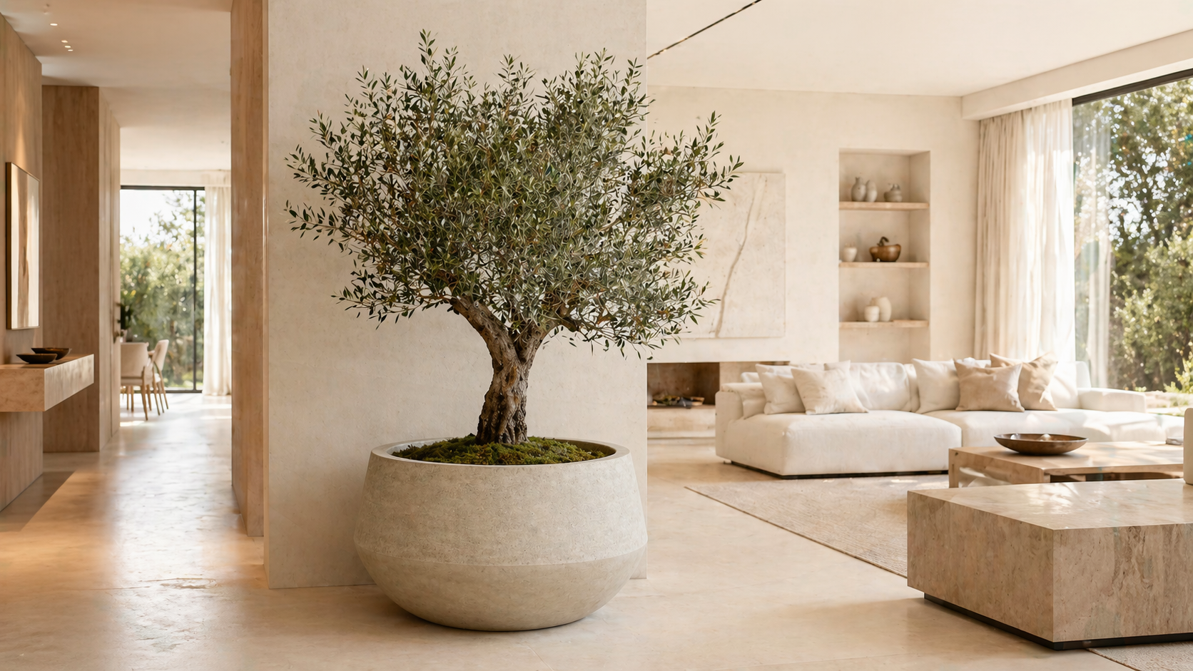 Pieza escultórica de hormigón OZARUM en vivienda de diseño